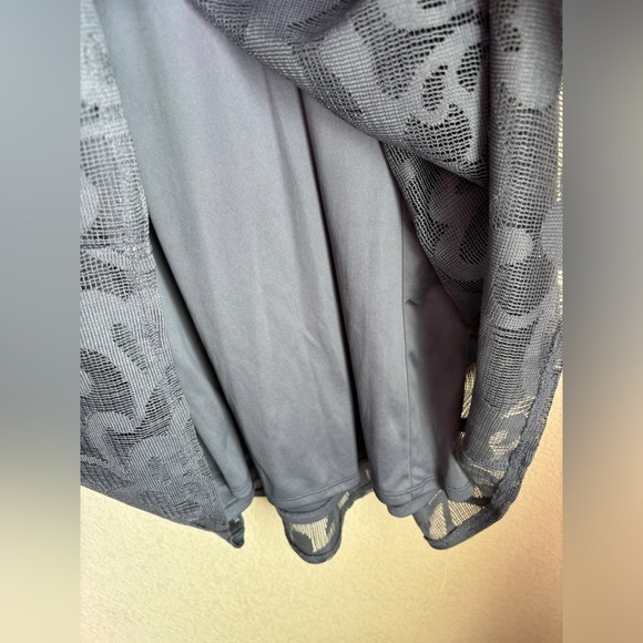Lane Bryant Steel Gray Lace Overlay A-Line Elastic Waist Maxi Midi Skirt 14/16 - Picture 6 of 7